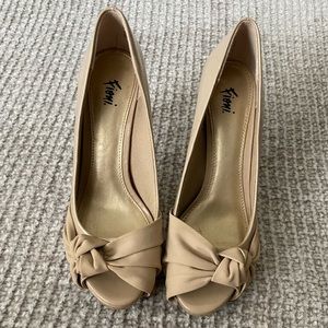 Womens nude open toe pumps. Worn once. Excellent condition. Size 6.5